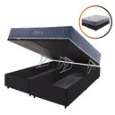 Ver imagem 1 de Cama Box com Baú King Preta + Colchão Molas Ensacadas Visco Gel California 193x203x73cm