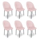 Ver imagem 1 de Kit 6 Cadeiras Poltrona de Jantar Ariel Suede Rosa Bebê Pés de Ferro Preto - Pallazio
