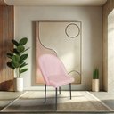 Ver imagem 2 de Kit 6 Cadeiras Poltrona de Jantar Ariel Suede Rosa Bebê Pés de Ferro Preto - Pallazio