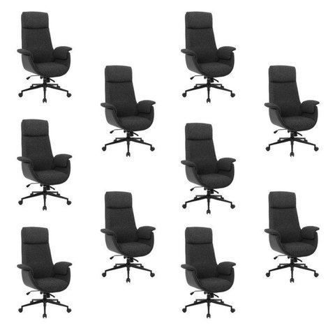 Kit com 10 Cadeiras Office Diretor com Revestimento Couro e Base em Aço Cromado Valencia