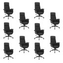 Ver imagem 1 de Kit com 10 Cadeiras Office Diretor com Revestimento Couro e Base em Aço Cromado Valencia