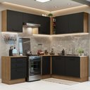 Ver imagem 2 de Armário de Cozinha Completa de Canto 399cm Rustic Preto Agata Madesa 02