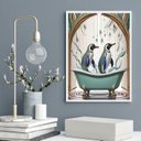 Ver imagem 2 de Quadro para Decoração de Banheiros - Pinguins 24x18cm - com Vidro:moldura Branca