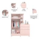 Ver imagem 6 de Kit Quarto de Bebê Doce Sonho com Berço com Rodízio Guarda Roupa com Cômoda e Colchão D18 130x60 Mov
