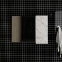 Ver imagem 1 de Armário Espelheira Suspenso Flutuante 1 Espelho 1 Porta 2 Prateleiras Banheiro Cor Branco Mármore