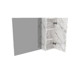 Armário Espelheira Suspenso Flutuante 1 Espelho 1 Porta 2 Prateleiras Banheiro Cor Branco Mármore - 3