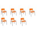 Ver imagem 1 de Kit 7 Cadeiras Infantil Iso, Escola, Base Cinza-laranja