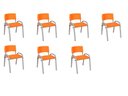 Ver imagem 1 de Kit 7 Cadeiras Infantil Iso, Escola, Base Cinza-laranja