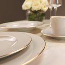 Ver imagem 2 de Jogo de Jantar 20 Peças Tramontina Elisa Porcelana Filete Dourado 4 Pessoas Mesa