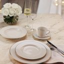 Ver imagem 5 de Jogo de Jantar 20 Peças Tramontina Elisa Porcelana Filete Dourado 4 Pessoas Mesa