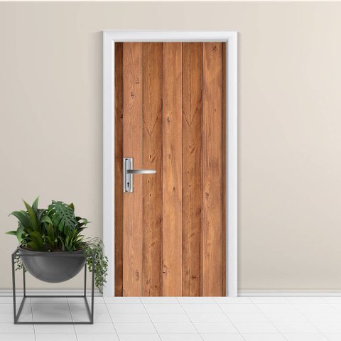 Adesivo de Porta Madeira 3 Arte Destaque G - 0,93 X 2,13 Metros
