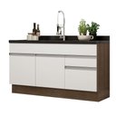 Ver imagem 3 de Balcão Gabinete de Pia Armário de Cozinha 150 cm 2 Gavetas 2 Portas (Sem Tampo e Pia) Rustic/Branco Glamy Madesa