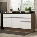 Ver imagem 1 de Balcão Gabinete de Pia Armário de Cozinha 150 cm 2 Gavetas 2 Portas (Sem Tampo e Pia) Rustic/Branco Glamy Madesa