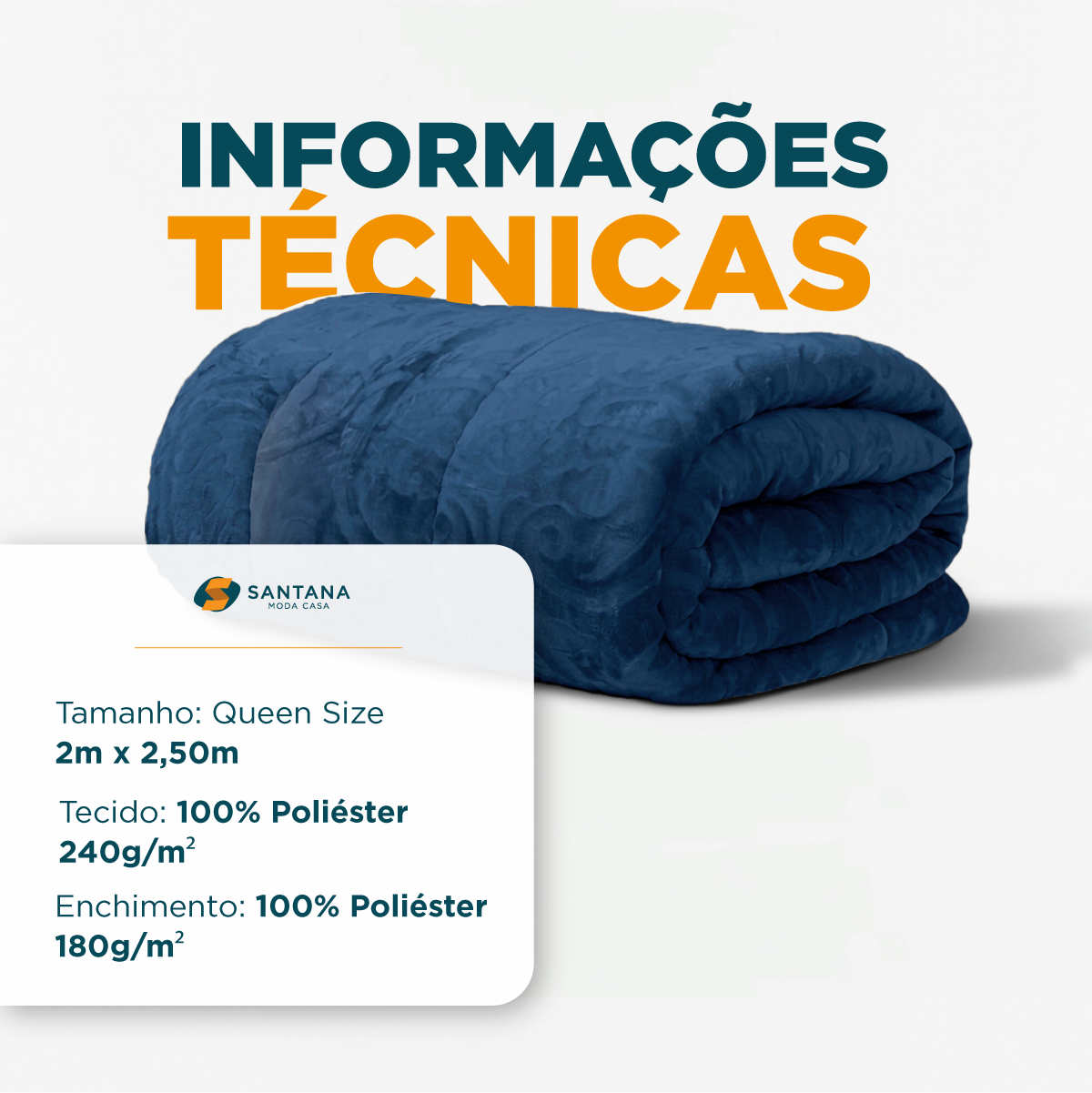 Coberdrom Queen Habitat Dupla Face Plush Premium 2,4m x 2,6m Cobertor Edredom Luxuoso Cor:Marinho - 6