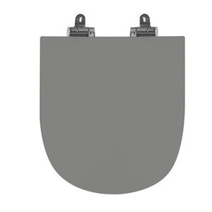 Assento Sanitário Poliéster para Louça Carrara (deca) Slow Close Cromado (reb. Oculto) Cinza Vip