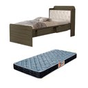 Ver imagem 1 de Cama de Solteiro Tamires com Capitone Estofado Gavetas Prateleiras e Bau Acompanha + Colchão D20