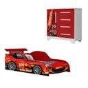 Ver imagem 1 de Jogo de Quarto Infantil Meninos Carro Cama Cômoda Resistente:vermelho