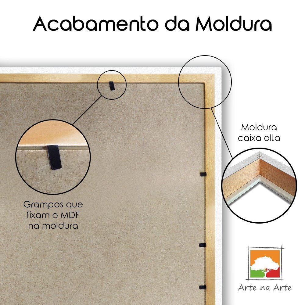 Quadro Premium Textura CXAlta Folha Ouro em Preto2 3un 40x60 - Moldura Madeira - 7