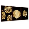 Quadro Premium Textura CXAlta Folha Ouro em Preto2 3un 40x60 - Moldura Madeira - 1
