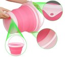 Ver imagem 4 de Balde Multiuso Retratil Flexivel para Limpeza Domestico Capacidade Campacto Silicone 10l Rosa