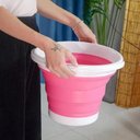 Ver imagem 3 de Balde Multiuso Retratil Flexivel para Limpeza Domestico Capacidade Campacto Silicone 10l Rosa