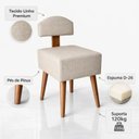 Ver imagem 2 de Puff com Encosto Tecido Linho Bege Pés Palito Luxo Sala