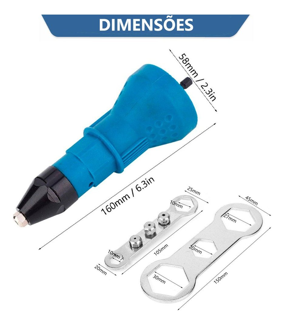 Rebitadeira Adaptador Suporte Rebite Parafusadeira Furadeira - 7