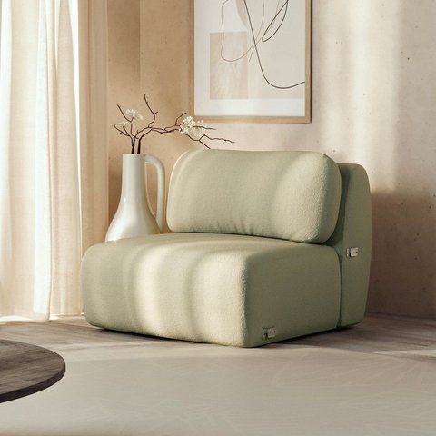 Sofá Modular 100cm sem Braço Orla CabeCasa MadeiraOriginals Verde Água