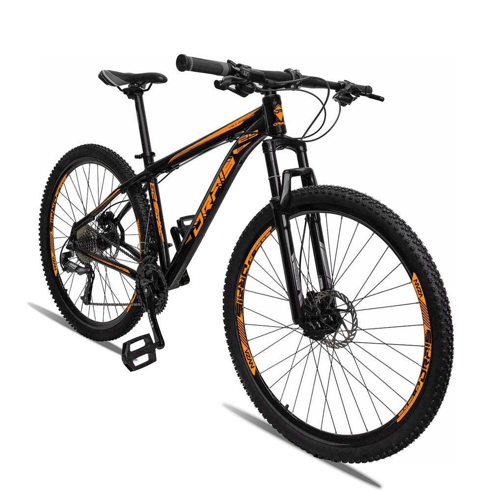 Bicicleta 27V Drais Aro 29 Câmbio Shimano Alumínio MTB Preto/Laranja 21" - 197 - 2