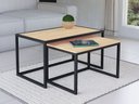 Ver imagem 1 de Conjunto Mesa de Centro Industrial 84cm e 80cm Aço Preto Madeira Pinus Don Castro Decor Industrial P