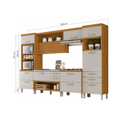 Armário de Cozinha Nesher Completa com 5 Peças 100% Mdf + 1 Ilha Nesher C/ Montagem Inclusa - 4
