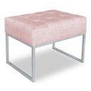 Ver imagem 1 de Puff Lisa Suede Rosa Bebê Base Metálica Industrial Prata - Pallazio