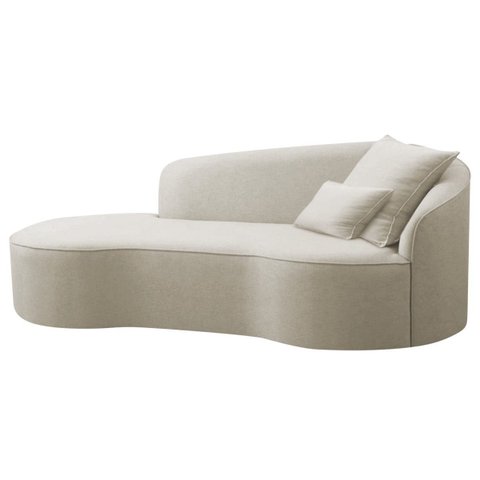 Divã Recamier Curvo Sala de Estar Inglaterra Lado Esquerdo 150cm Bouclé Bege - Incasa Decor