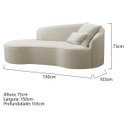 Ver imagem 6 de Divã Recamier Curvo Sala de Estar Inglaterra Lado Esquerdo 150cm Bouclé Bege - Incasa Decor