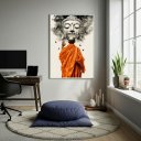 Ver imagem 1 de Quadro Decorativo Rezando para Buda 70x50cm Mold Preta