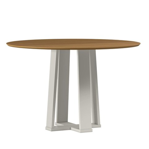 Mesa Sala de Jantar Tampo Redondo sem Vidro 100% MDF Isabela Branco/Off White/Ype