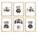 Ver imagem 1 de Kit Quadro Infantil Urso Aviador Aquarela Decorativo Quarto Criança Bebê Menino