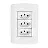 3 Tomadas 2p+t 10a 250v com Placa 4x2 Pluzi Pluzie:branco - 1