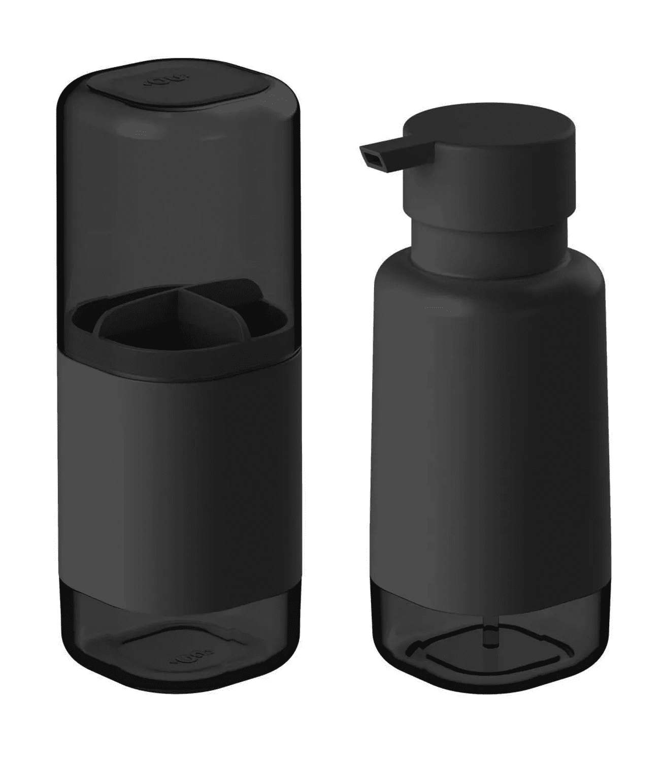 Kit Banheiro Lavabo Dispenser Sabonete Liquido Porta Escova:preto - 1