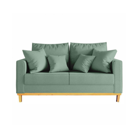 Sofá Beny 2 Lugares 140cm Base de Madeira Linho: Verde