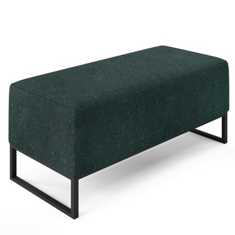 Puff Decorativo Para Sala de Estar Cléo W01 Base de Ferro 90 cm Linho Verde Musgo - Lyam Decor
