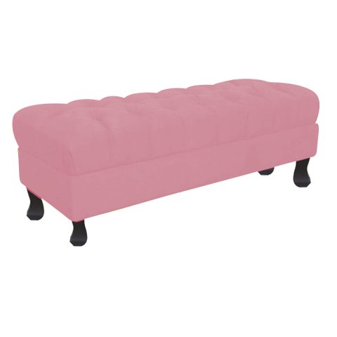 Recamier Luis Xv Capitonê Retrô 160cm Suede Rosa Bebê Pés Madeira Ms Decor