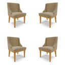 Ver imagem 1 de Kit 4 Cadeiras Decorativas Sala de Jantar Base Fixa de Madeira Firenze Suede Nude/Castanho G19 - Gra