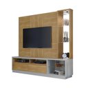 Ver imagem 2 de Home Rack Para TV Até 65 Polegadas Sala Quarto 2 Portas 3 Prateleiras MDF Marrom Madeira Off White