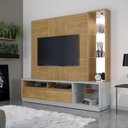 Ver imagem 1 de Home Rack Para TV Até 65 Polegadas Sala Quarto 2 Portas 3 Prateleiras MDF Marrom Madeira Off White