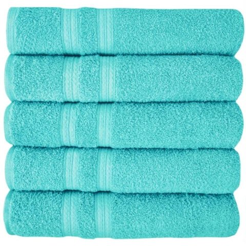 Kit 5 Toalhas Super Grossa e Felpuda Macia 80x150cm Verde Aqua Beka