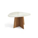 Ver imagem 1 de Mesa de Sala Jantar Lótus + Tampo Madeirado C/ Vidro 135x105cm Freijó/off White - Kappesberg