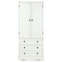 Ver imagem 2 de Guarda Roupa de Madeira com 2 Portas e 3 Gavetas na Cor Branco Lavado