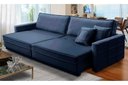 Ver imagem 1 de Sofá Cama Retrátil e Reclinável 2,30m com Molas Karina Veludo Azul Rover & Beato