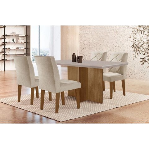 Conjunto Sala de Jantar Mesa com 4 Cadeiras Cayman Yescasa